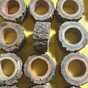 Wood Ring Napkin Holders Brown Bark